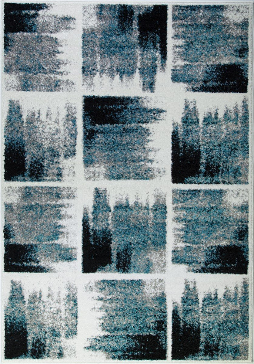 Kensington Teal Ivory Abstract Area Rug -