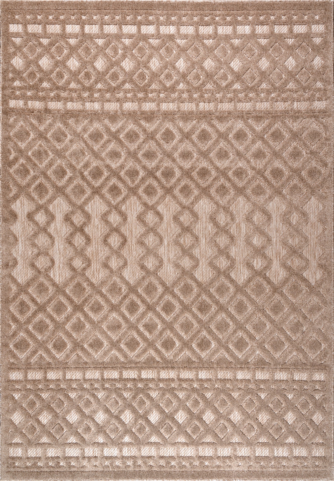 LaDole Rugs Geometric Modern Contemporary Area Rug - Durable Premium Carpet for Living Room, Bedroom, Office, Entrance, and Hallway - Brown, and Cream Beige