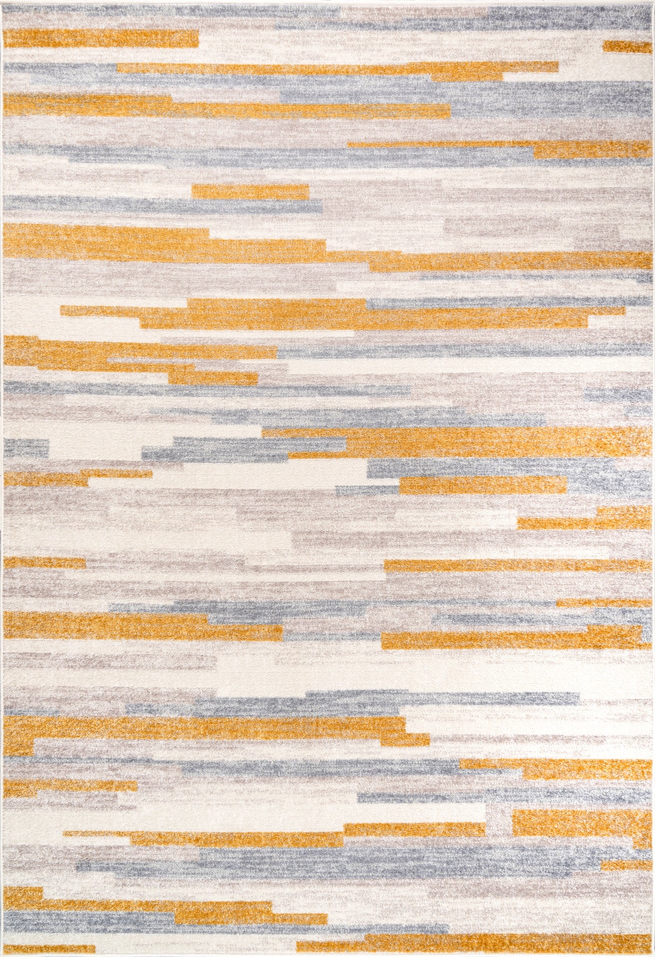 LaDole Rugs Abstract Striped Rustic Minimalist Contemporary Area Rug - Modern Carpet for Living Room, Bedroom, Office, Entrance, and Hallway - Mustard Yellow, Grey, and Beige