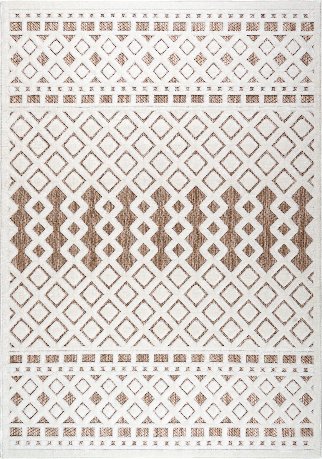 LaDole Rugs Geometric Modern Contemporary Area Rug - Durable Premium Carpet for Living Room, Bedroom, Office, Entrance, and Hallway - Brown, and Cream Beige