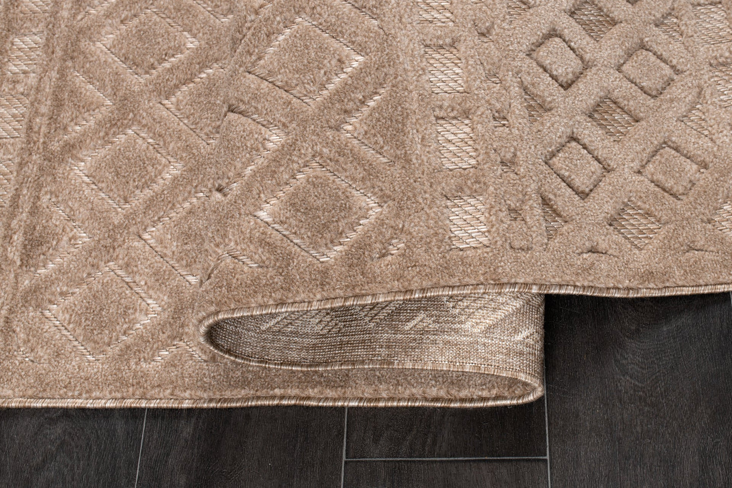 Geometric Modern Contemporary Outdoor Indoor Area Rug Carpet For Patio, Porch, Dining Area, Balcony, Living Room, Bedroom - Brown - Cream Beige