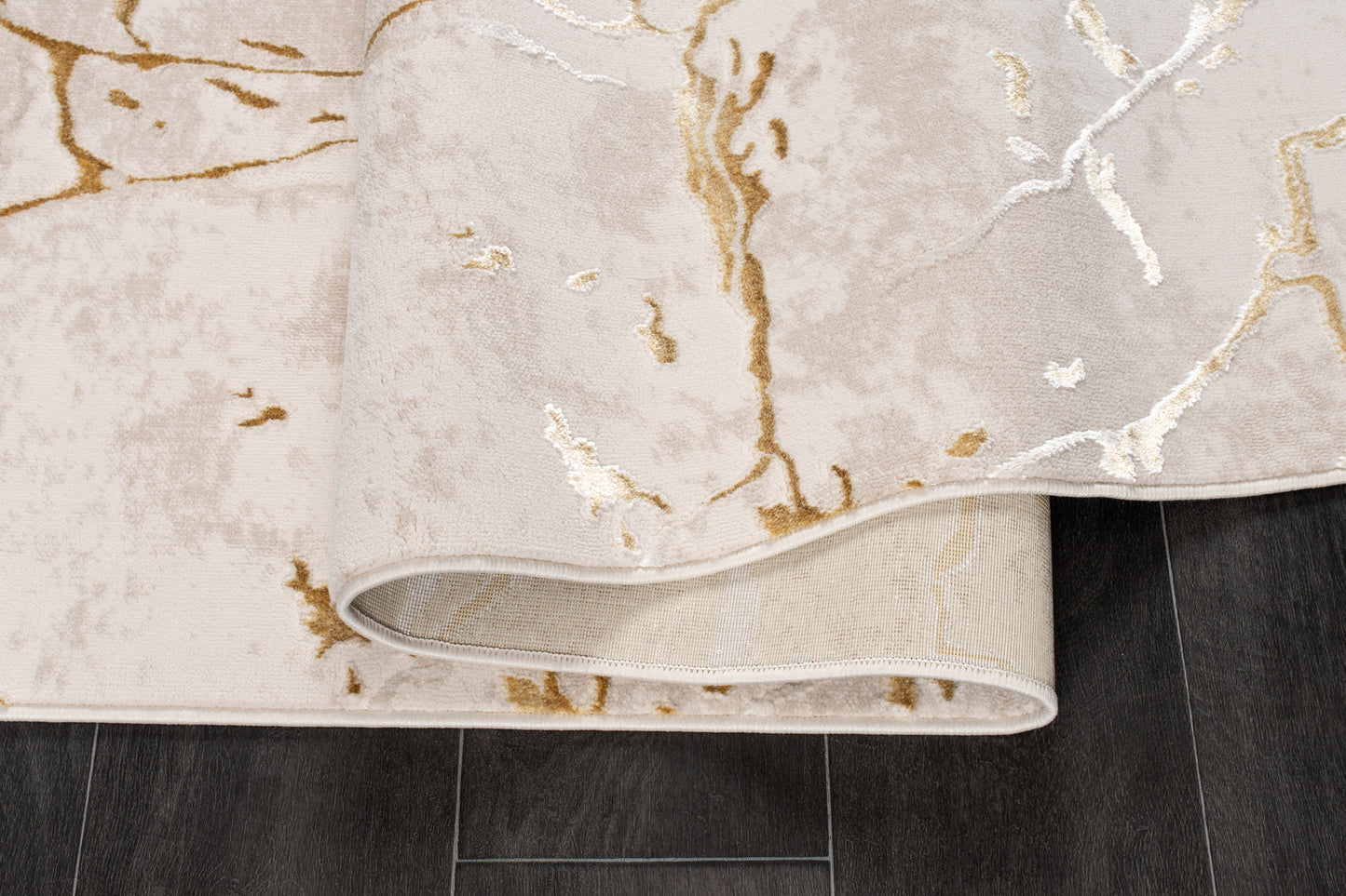 LaDole Rugs Abstract Modern Minimalist Contemporary Rug - Luxury Premium Carpet for Living Room, Bedroom, Office, Entrance, and Hallway - Gold and Beige