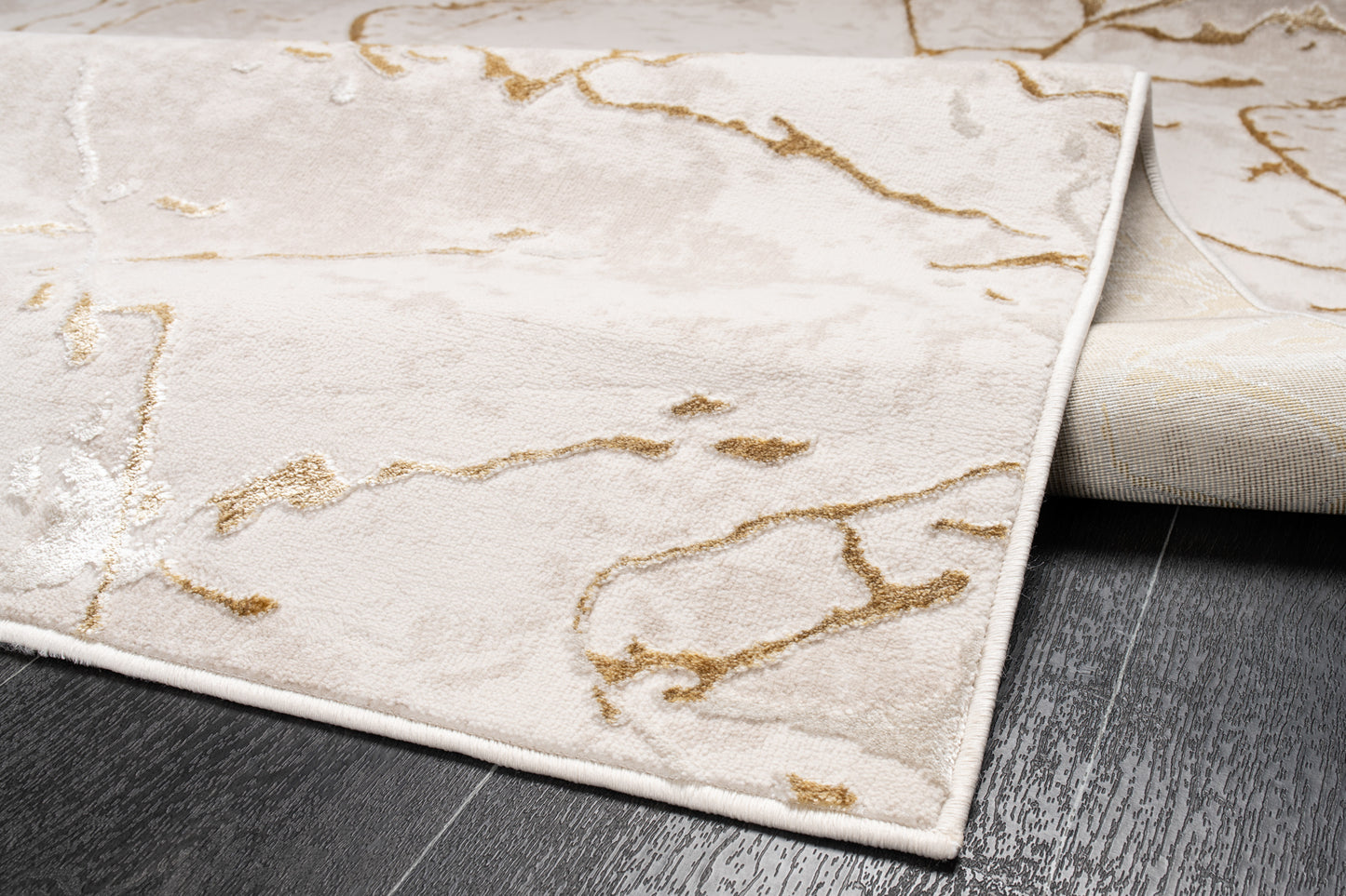 LaDole Rugs Abstract Modern Minimalist Contemporary Rug - Luxury Premium Carpet for Living Room, Bedroom, Office, Entrance, and Hallway - Gold and Beige