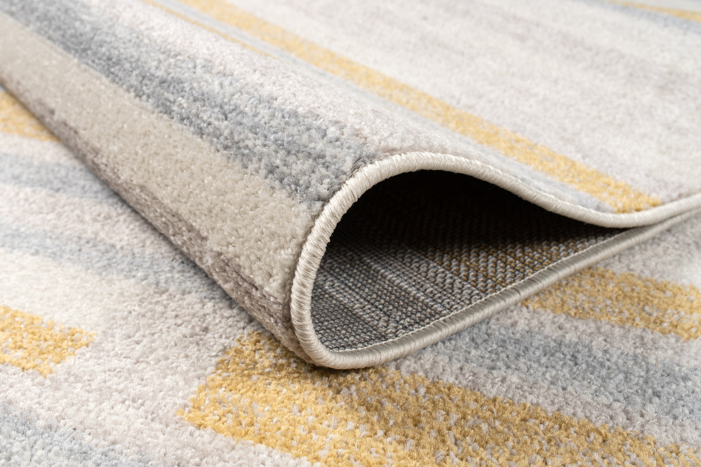 LaDole Rugs Abstract Striped Rustic Minimalist Contemporary Area Rug - Modern Carpet for Living Room, Bedroom, Office, Entrance, and Hallway - Mustard Yellow, Grey, and Beige