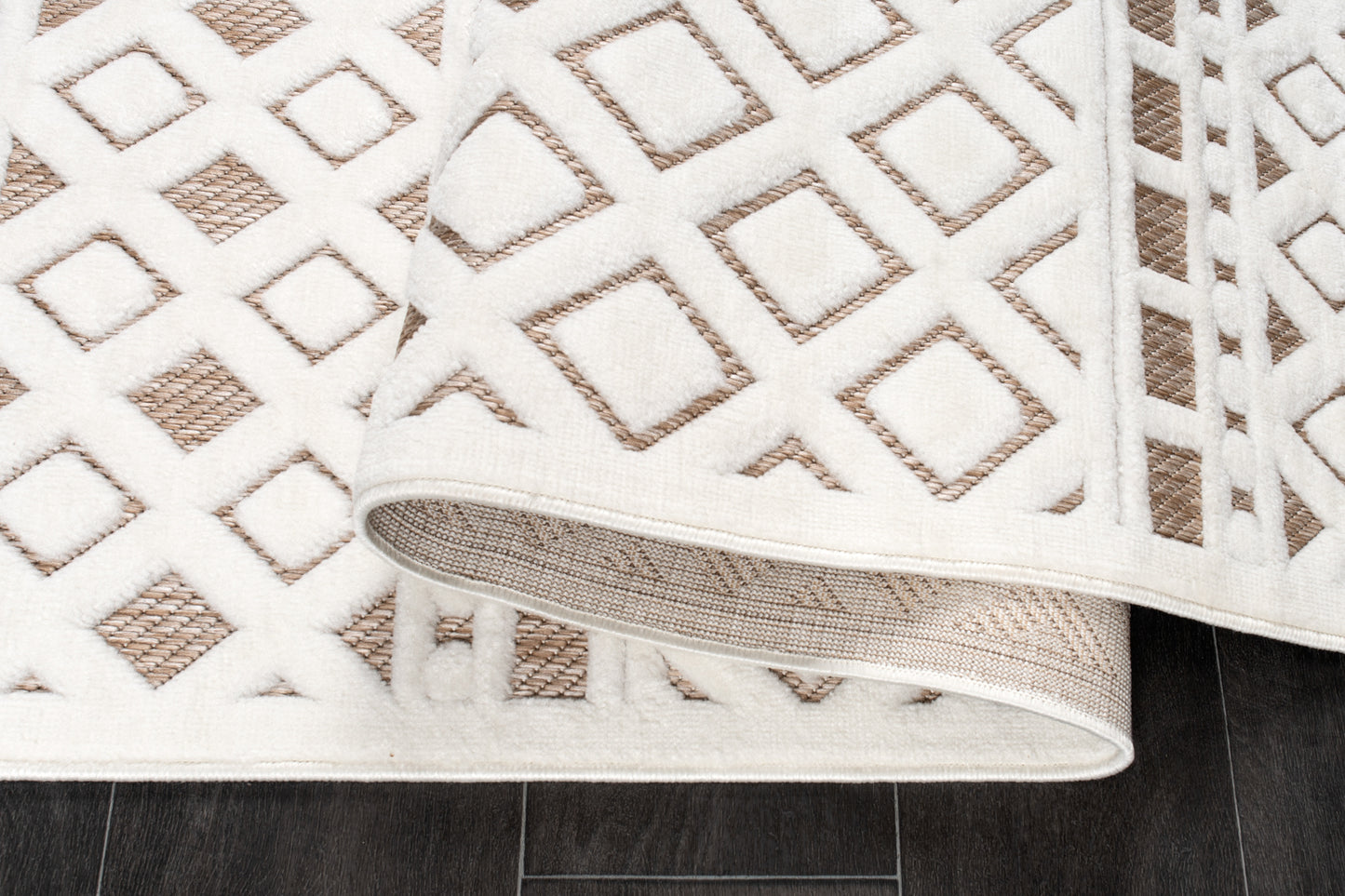 LaDole Rugs Geometric Modern Contemporary Area Rug - Durable Premium Carpet for Living Room, Bedroom, Office, Entrance, and Hallway - Brown, and Cream Beige