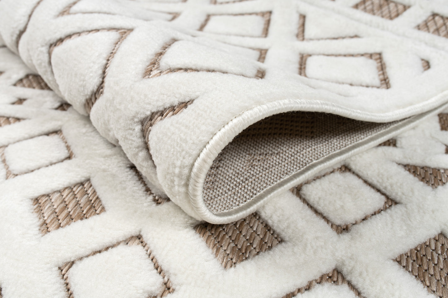LaDole Rugs Geometric Modern Contemporary Area Rug - Durable Premium Carpet for Living Room, Bedroom, Office, Entrance, and Hallway - Brown, and Cream Beige
