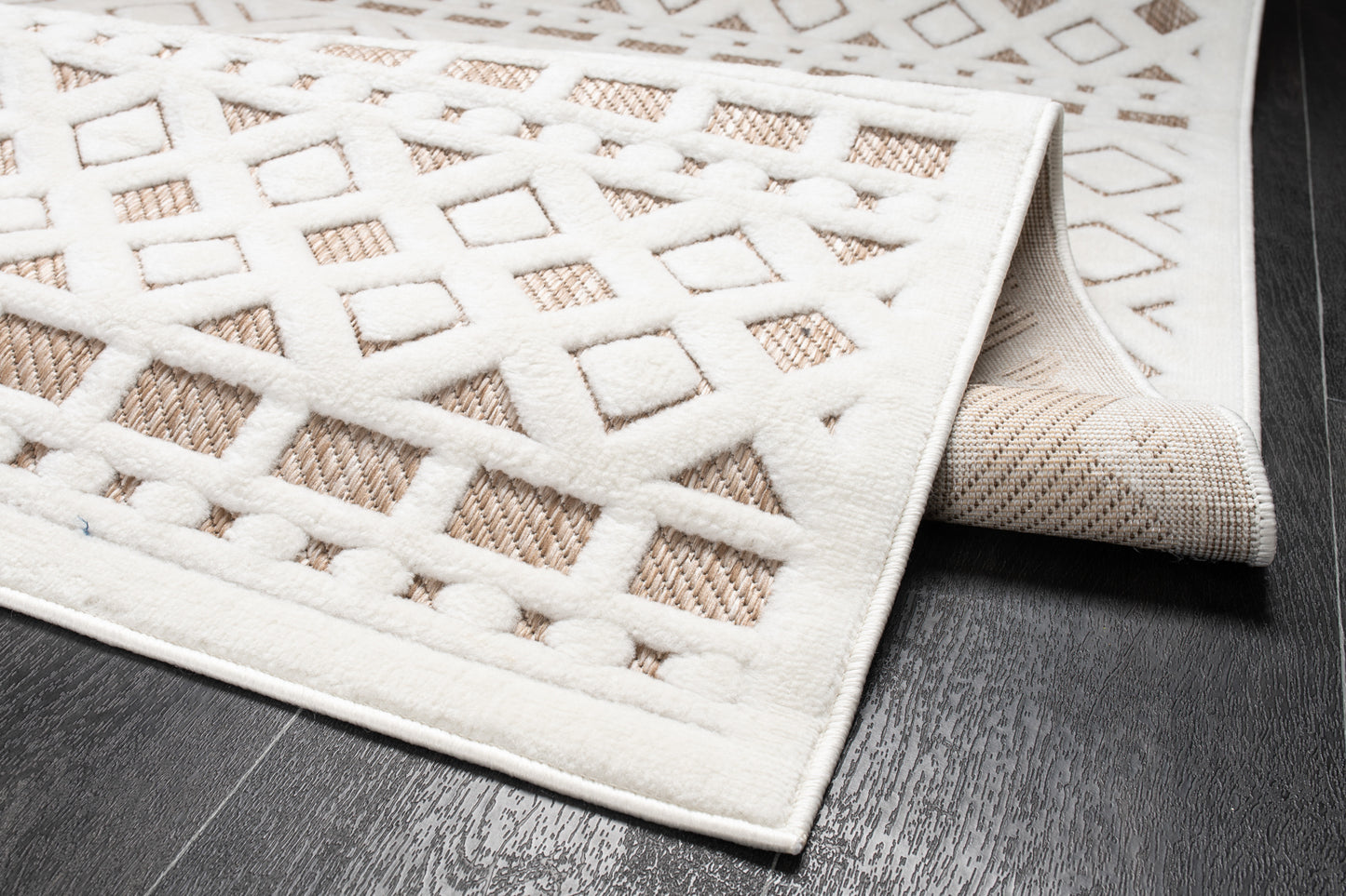 LaDole Rugs Geometric Modern Contemporary Area Rug - Durable Premium Carpet for Living Room, Bedroom, Office, Entrance, and Hallway - Brown, and Cream Beige