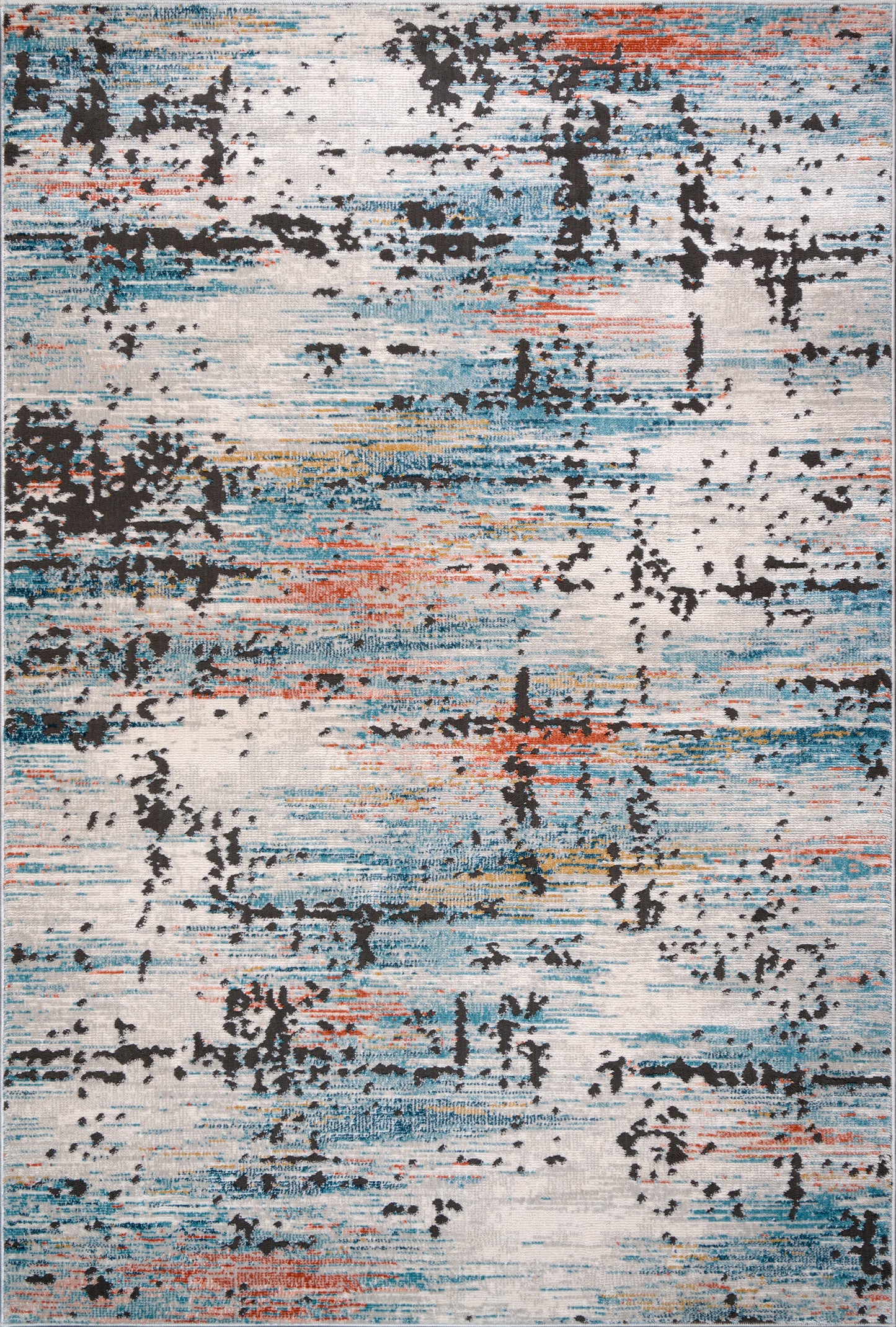 Blue Ivory Red Rustic Abstract Area Rug For Living Room Bedroom