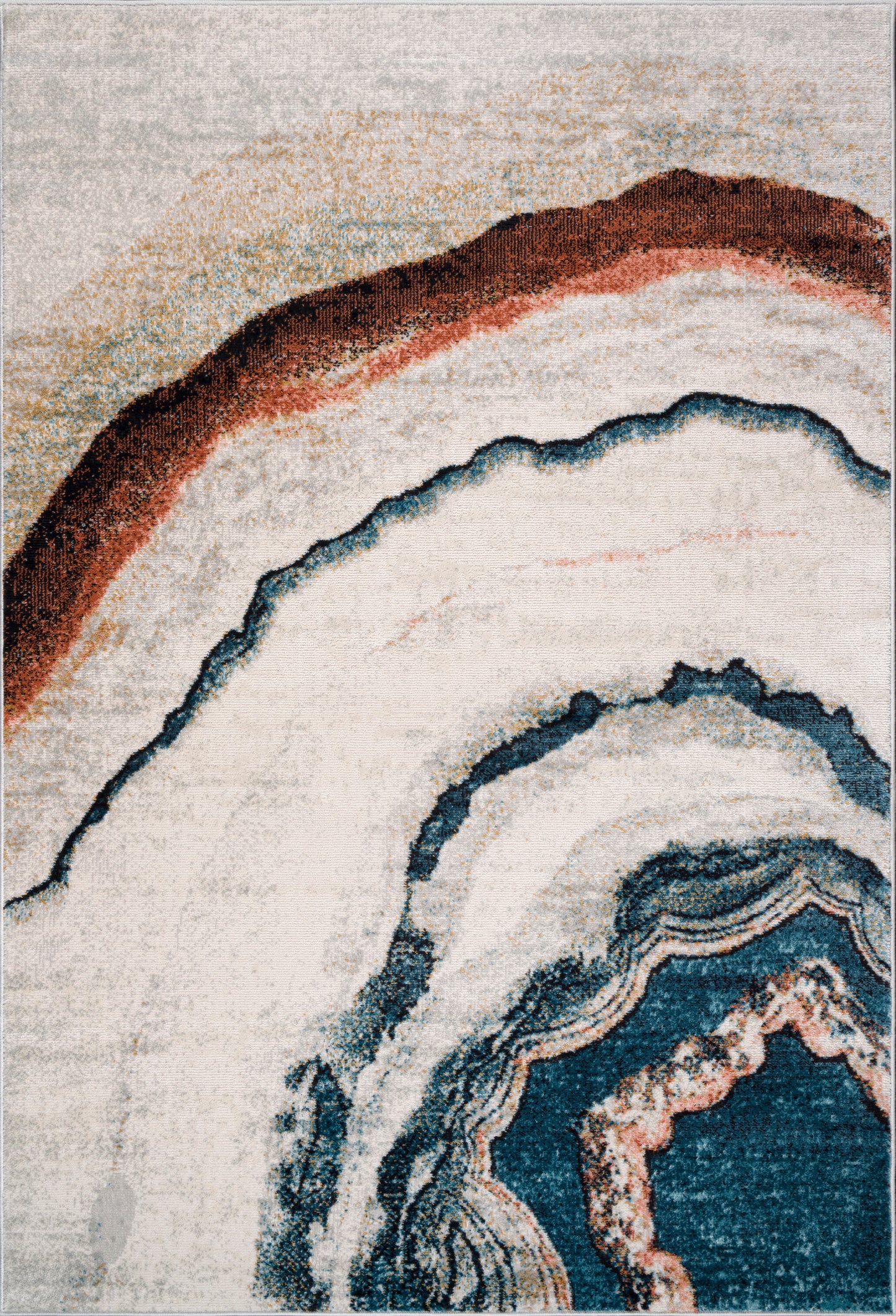 Blue Ivory Red Marble Pattern Lava Modern Abstract Area Rug For Living Room Bedroom