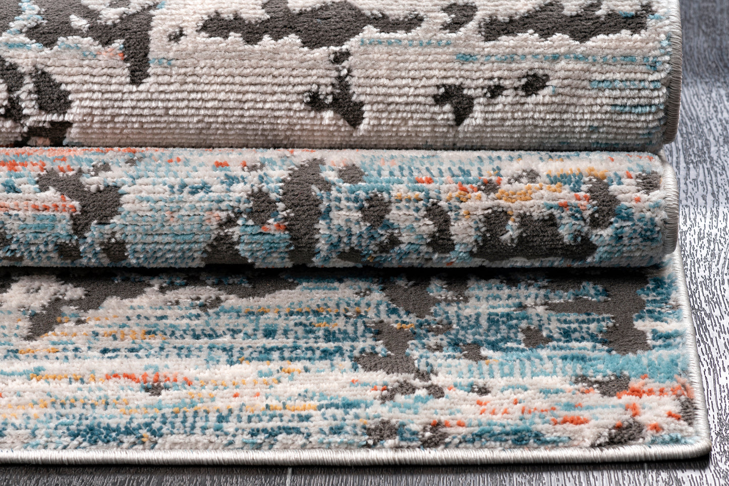 Blue Ivory Red Rustic Abstract Area Rug For Living Room Bedroom