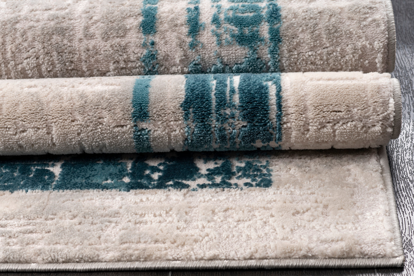Blue Grey Bordered Modern Contemporary Minimalistic Area Rug For Living Room Bedroom