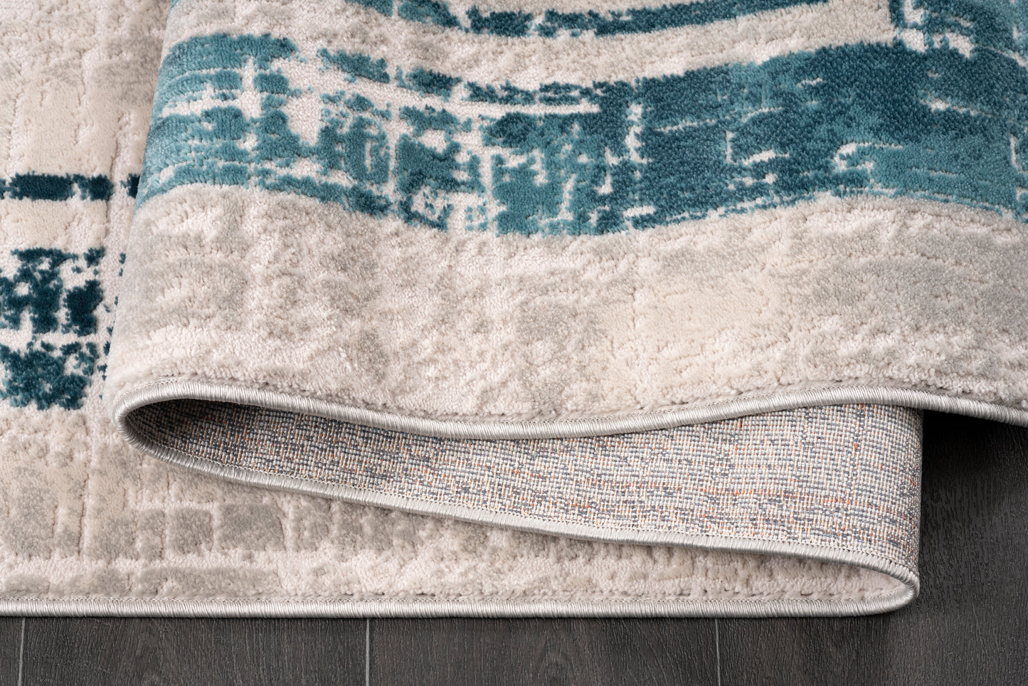 Blue Grey Bordered Modern Contemporary Minimalistic Area Rug For Living Room Bedroom