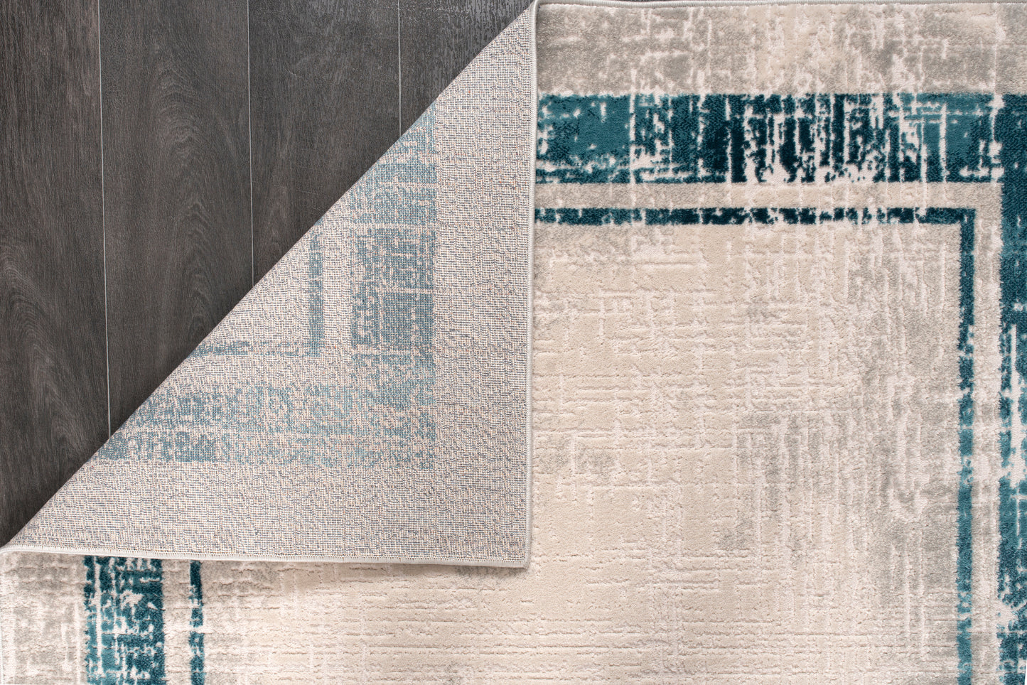 Blue Grey Bordered Modern Contemporary Minimalistic Area Rug For Living Room Bedroom