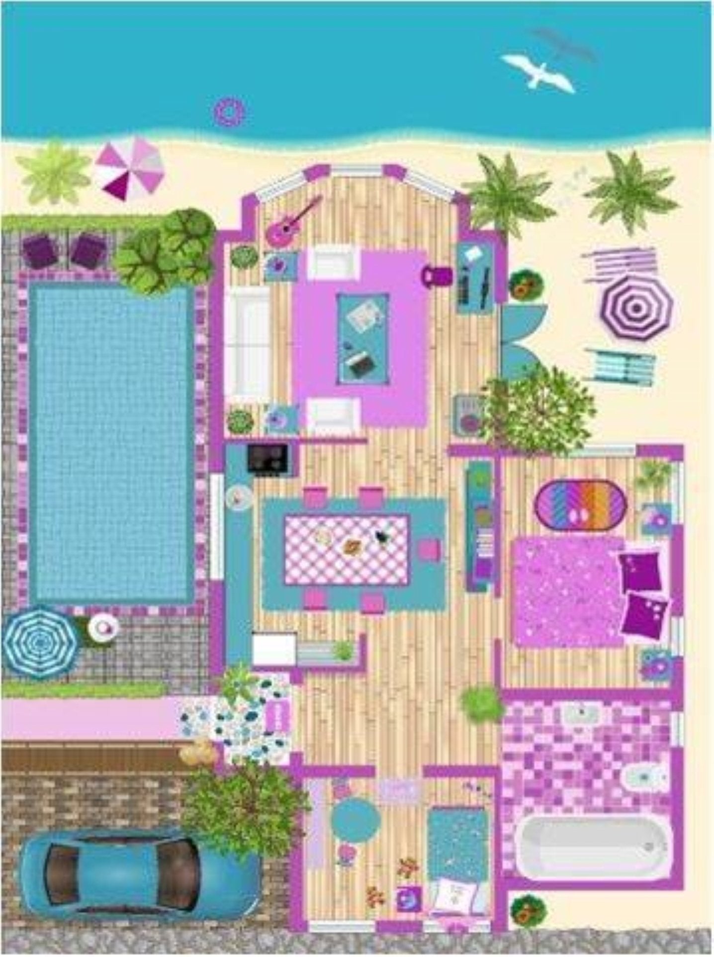 Clay Doll House Flatweave Play Area Rug