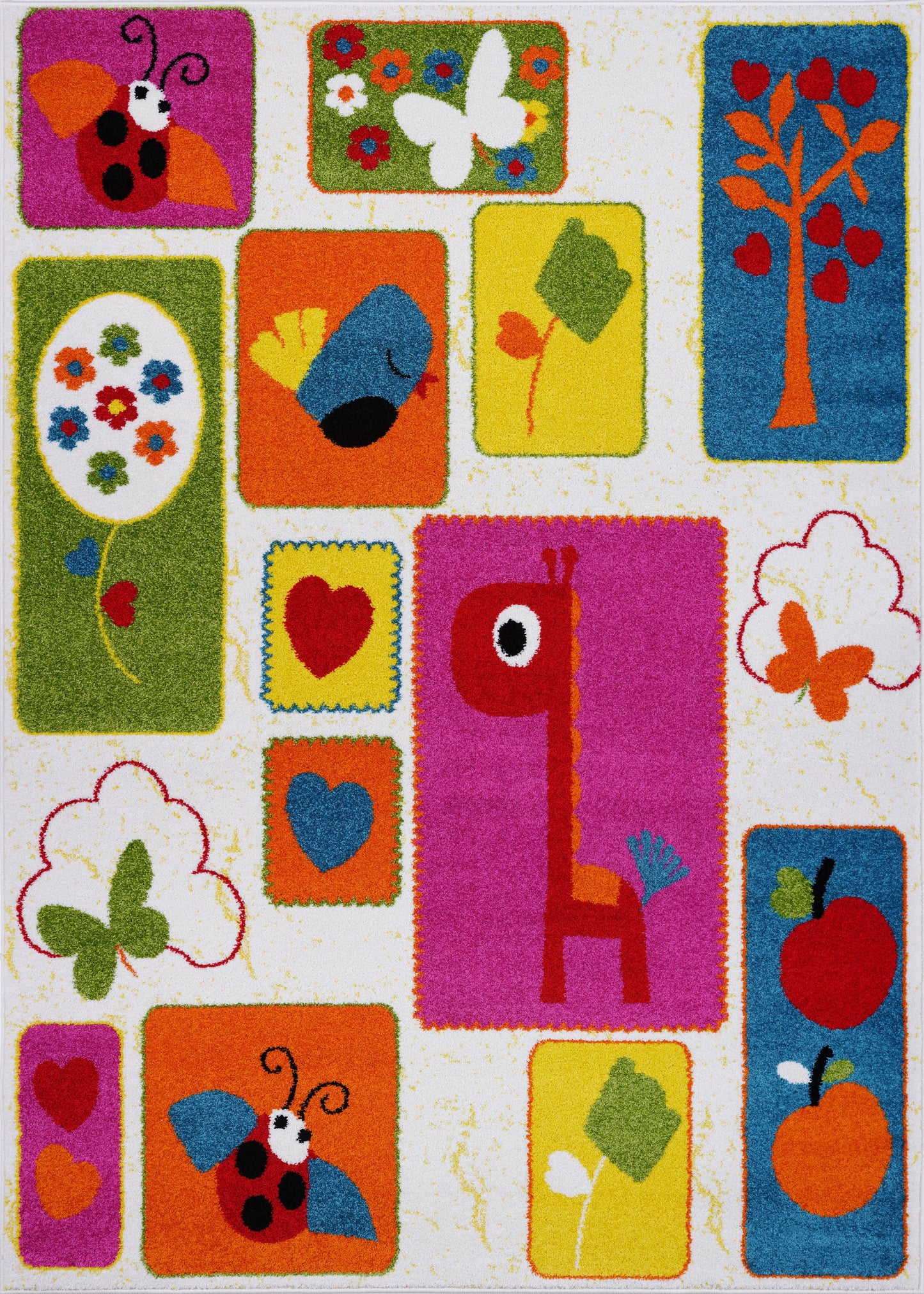 Cream and Multicolor Nature Theme European Kids Area Rug Carpet