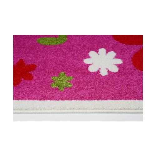 Cute Bees and Flowers Smiley Faces Kids Area Rug Carpet, Pink