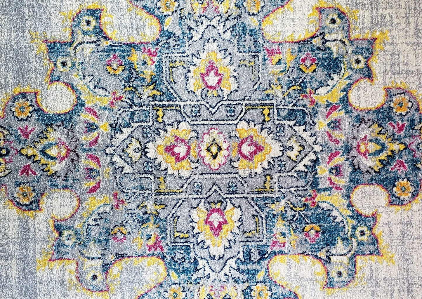 Geode Antique Style Polypropylene Indoor Durable Traditional Area Rug Carpet in Turquoise Grey