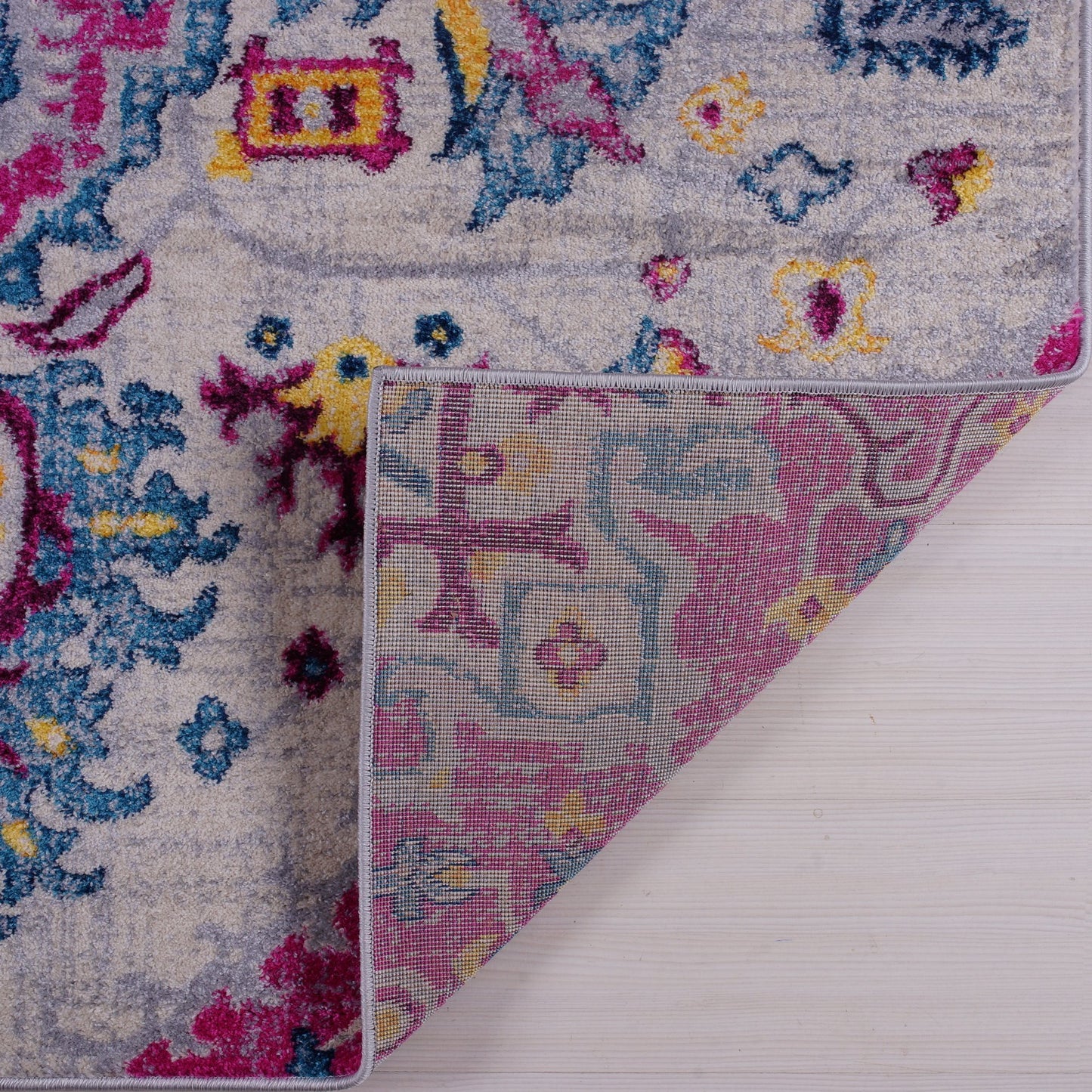 Shareen Traditional Design Soft Sustainable Mat Carpet in Pink Multicolor