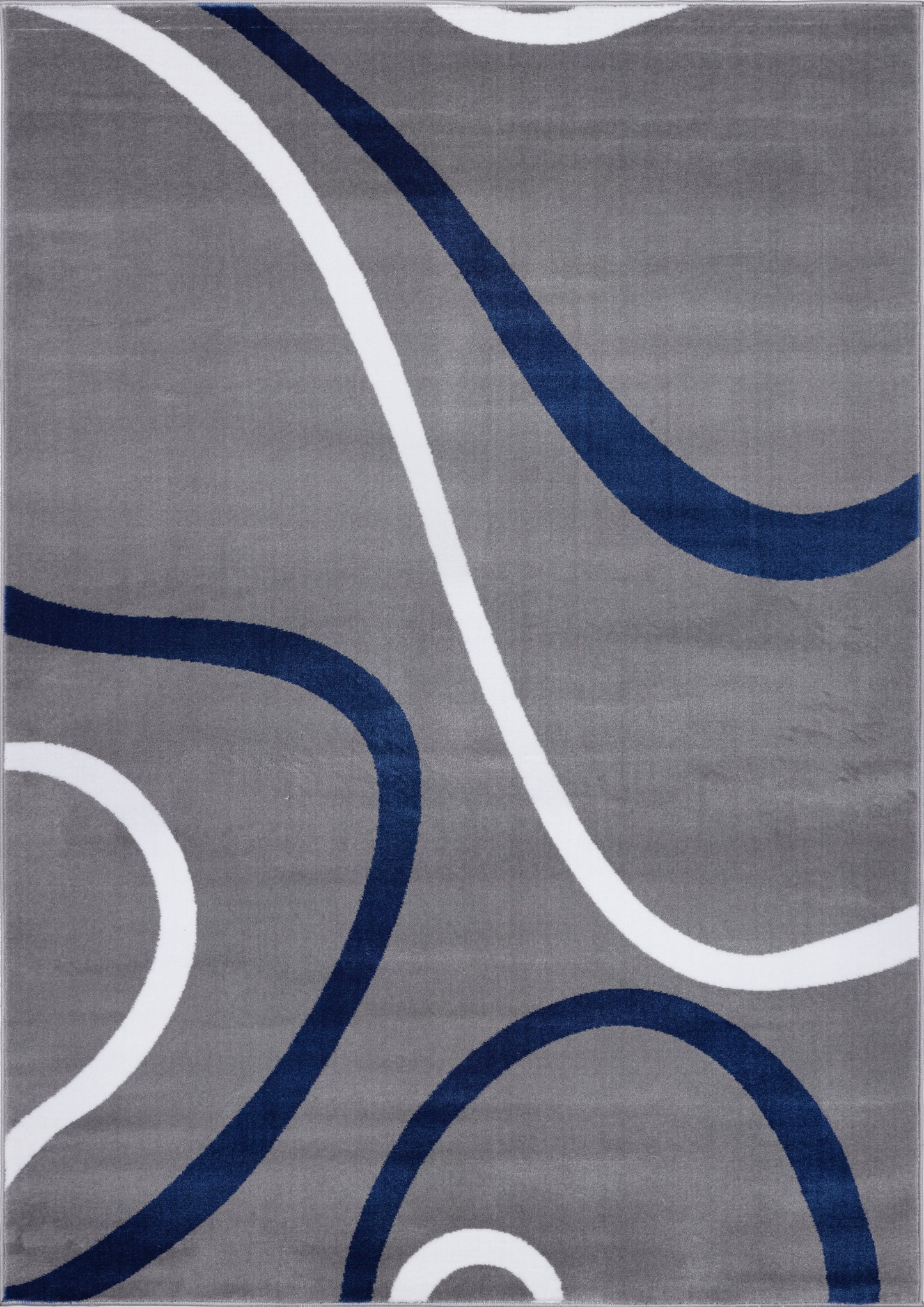 Beautiful Soft Turkish Gray Blue Contemporary Spriral Small Runner Carpet, 3x5
