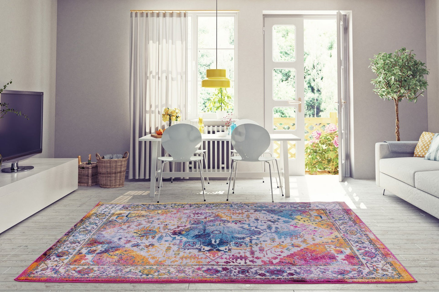 Modena Traditional Design Turkish Machine Made Beautiful Indoor Mat Carpet in Orange Multicolor