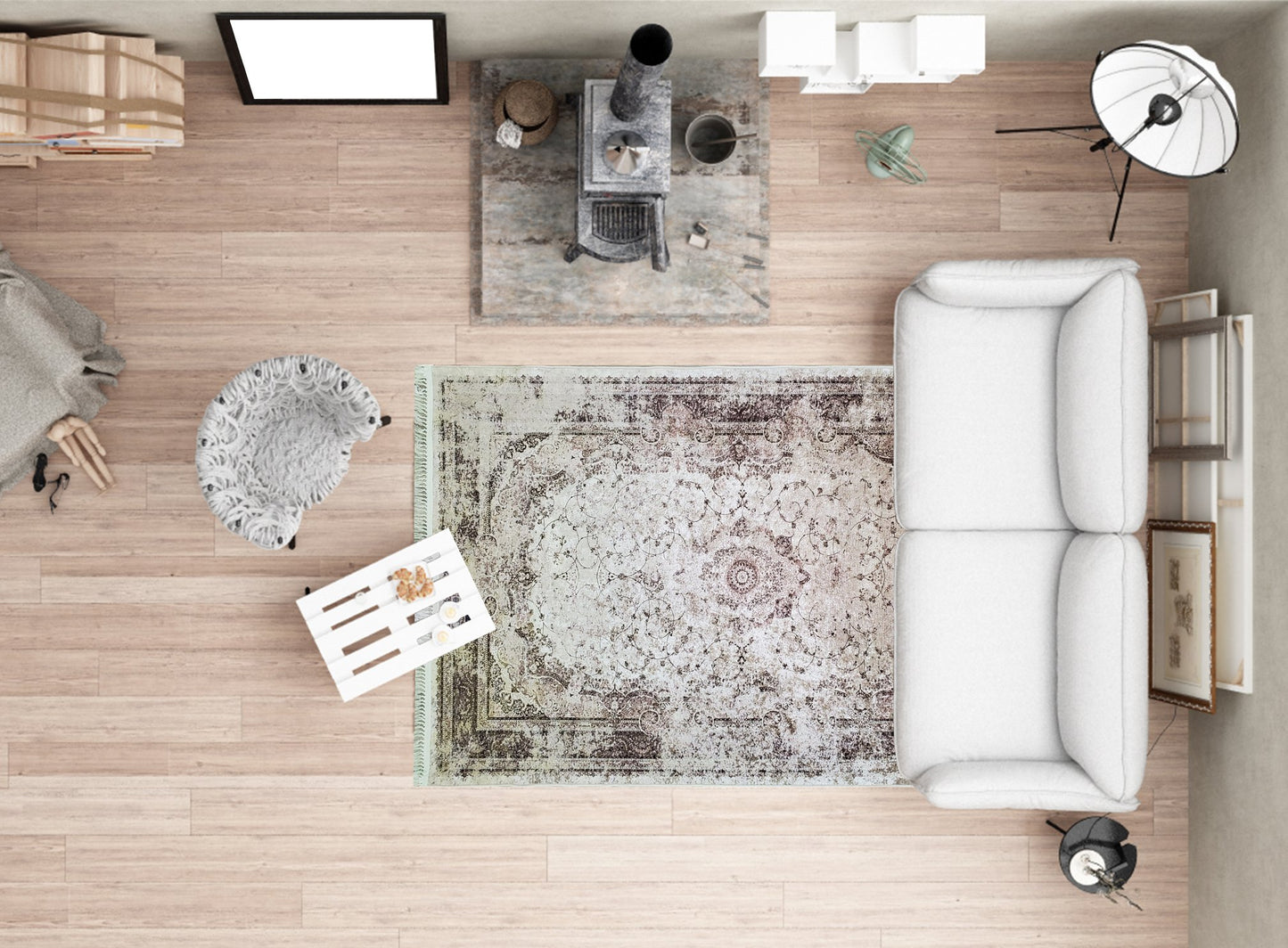 Abrielle Flatweave Cream Beige Traditional Area Rug