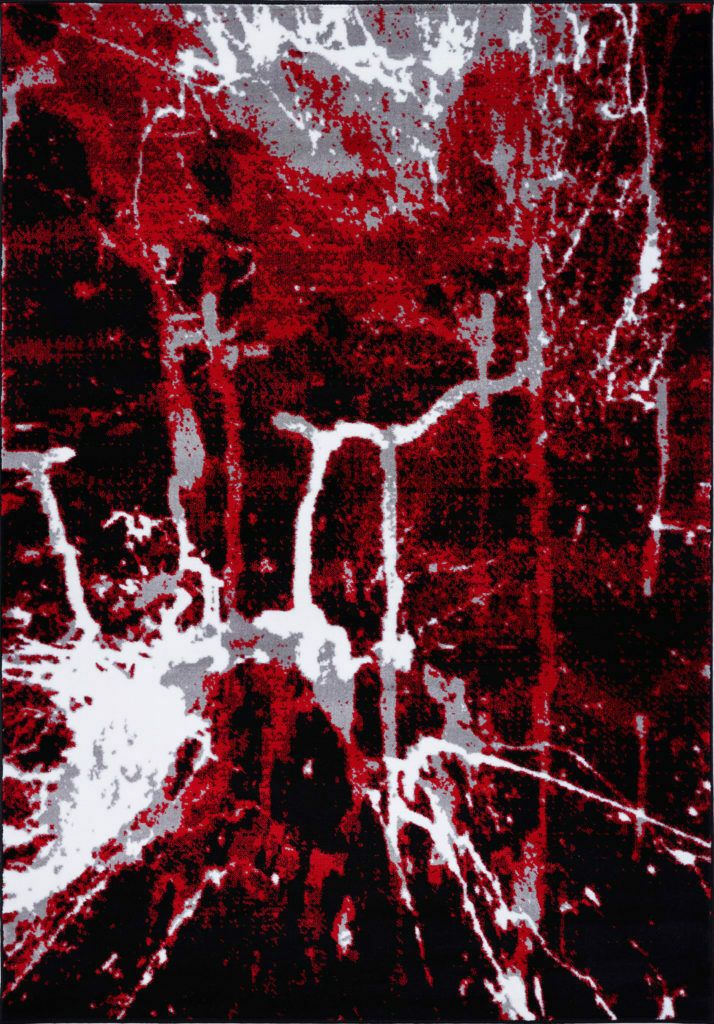 Soft Contemporary Abstract Area Rug Carpet, Red/Black