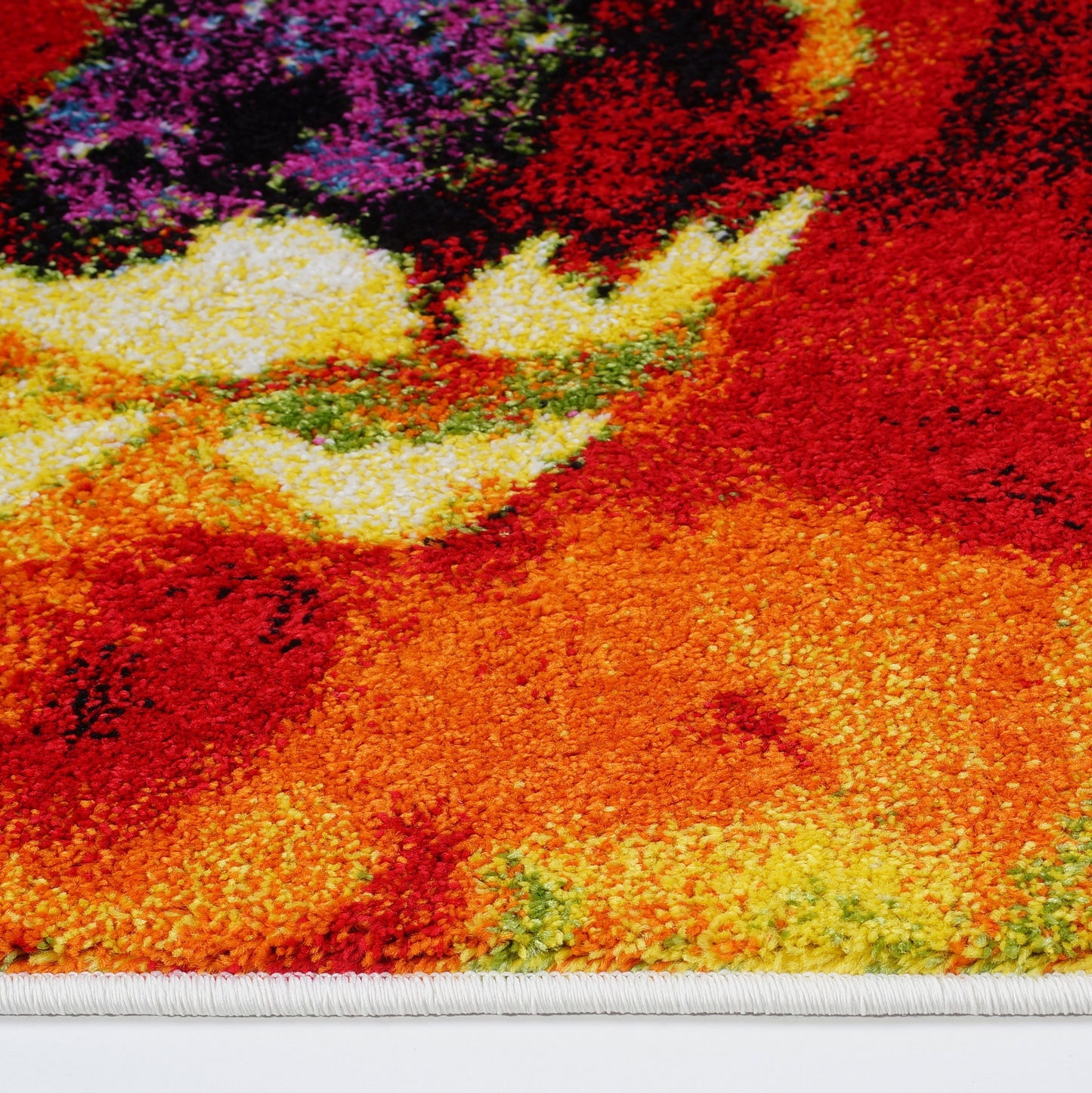 Contemporary Painting Flowers Style Made by Machine Area Rug Carpet in Multicolor
