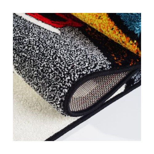 Red and Black Car on Road Polypropylene Kids Area Rug Carpet in Multicolor, 5x7 (5'3" x 7'4", 160cm x 225cm), 5'3" x 7'4" (160cm x 225cm), Multicolor