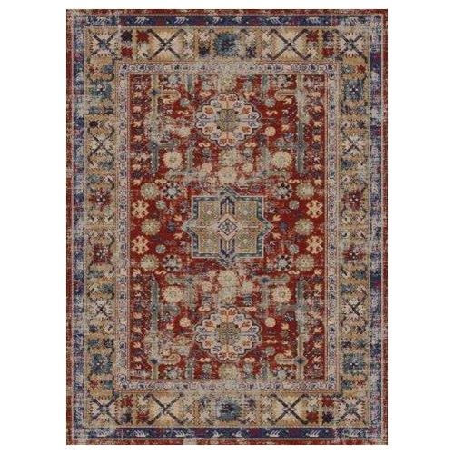 Sylvia Flatweave Distressed Pattern Brick Red Beige Area Rug 5'2" x 7'5"