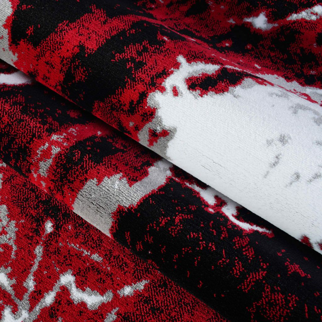 Soft Contemporary Abstract Area Rug Carpet, Red/Black