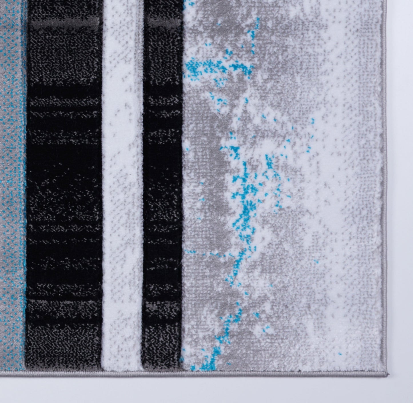 ANS10971 Adonis Collection Geometric Turquoise Balck and Grey Polypropylene Area Rug Carpet