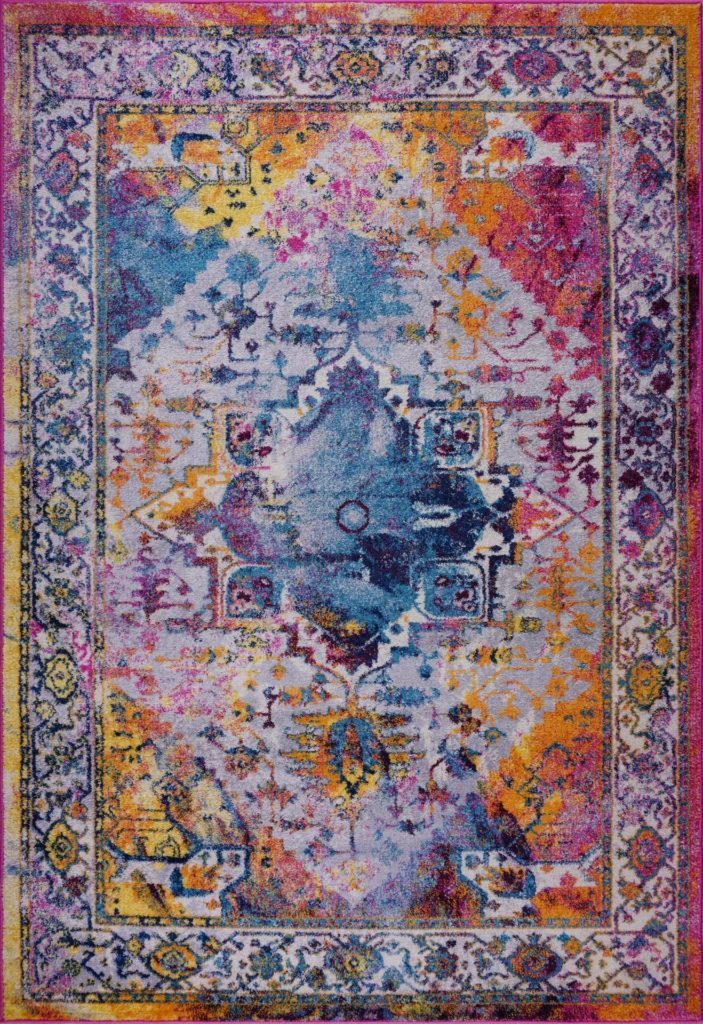 Modena Traditional Design Turkish Machine Made Beautiful Indoor Mat Carpet in Orange Multicolor