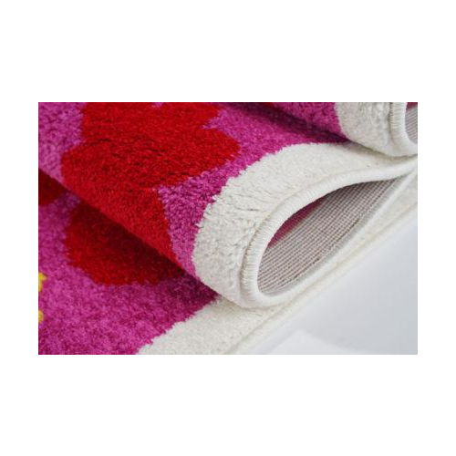 Cute Bees and Flowers Smiley Faces Kids Area Rug Carpet, Pink