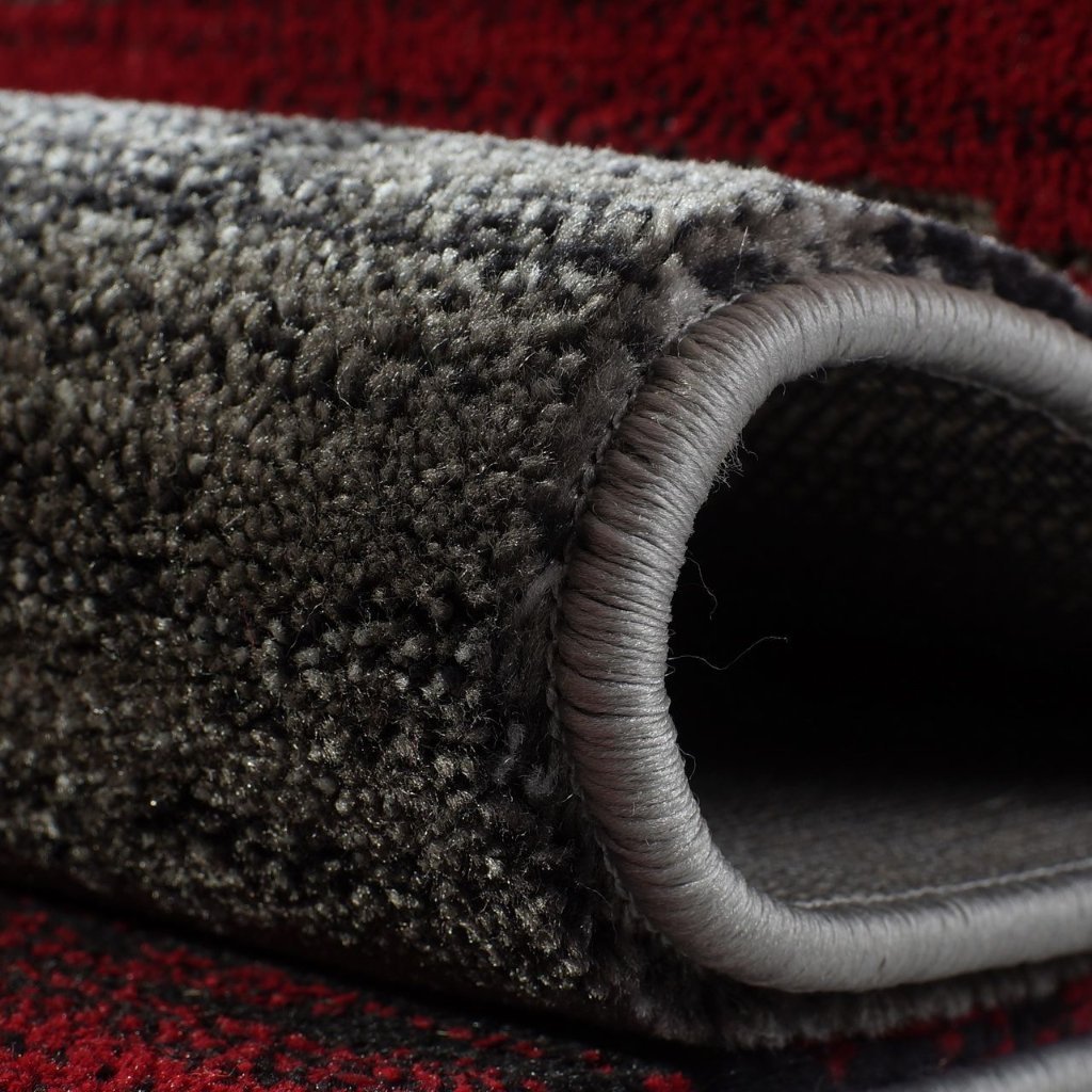 Copper Currant Red Grey Living Room Area Rug Contemporary Modern Geometric Design Hallway Dining Rug