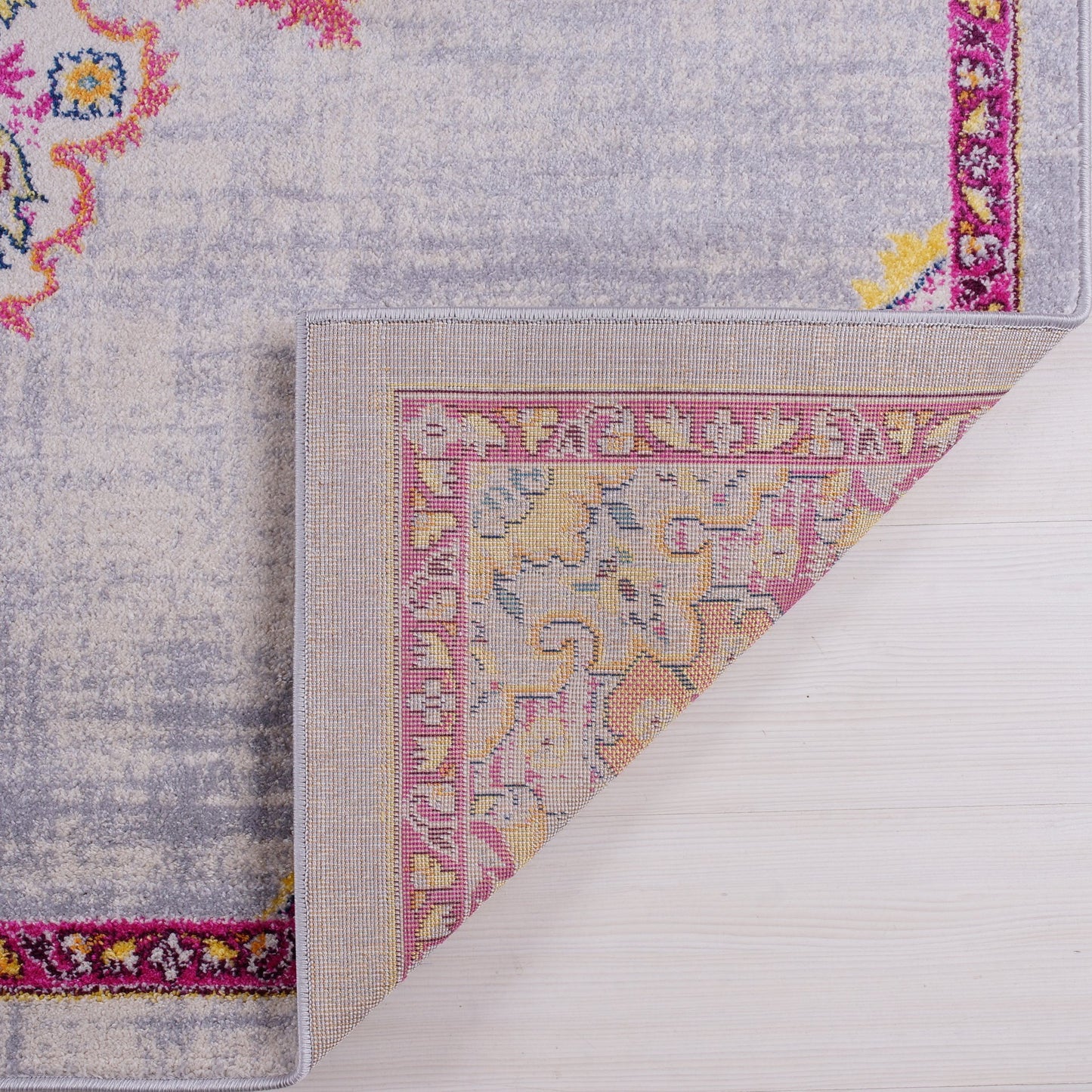 Geode Antique Style Polypropylene Indoor Durable Traditional Mat Rug Carpet in Pink Grey, 2x3 (1'10" x 2'11", 57cm x 90cm)