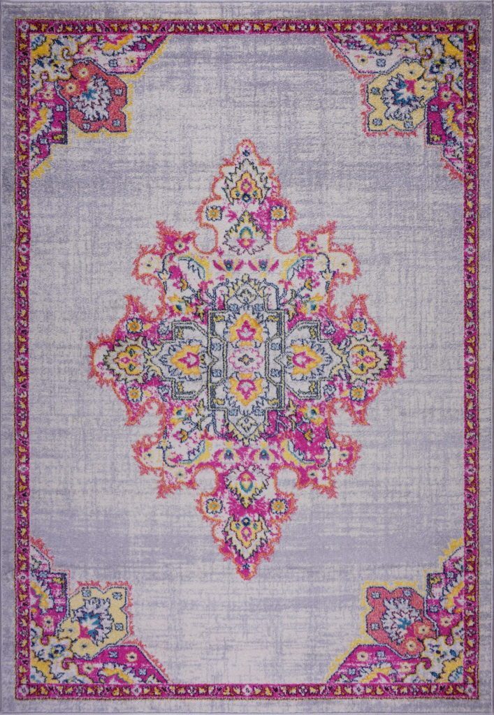 Geode Antique Style Polypropylene Indoor Durable Traditional Mat Rug Carpet in Pink Grey, 2x3 (1'10" x 2'11", 57cm x 90cm)