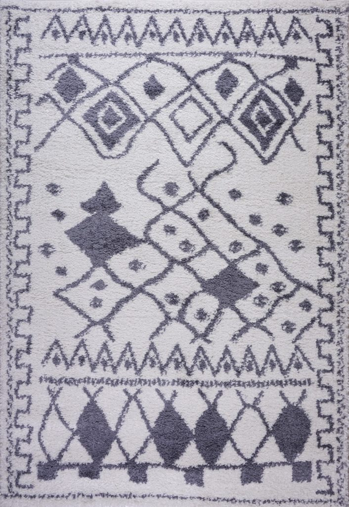 Grant Shaggy Asilah Abstract Modern Abstract Turkish Indoor Small Mat Doormat Rug in Dark Gray White