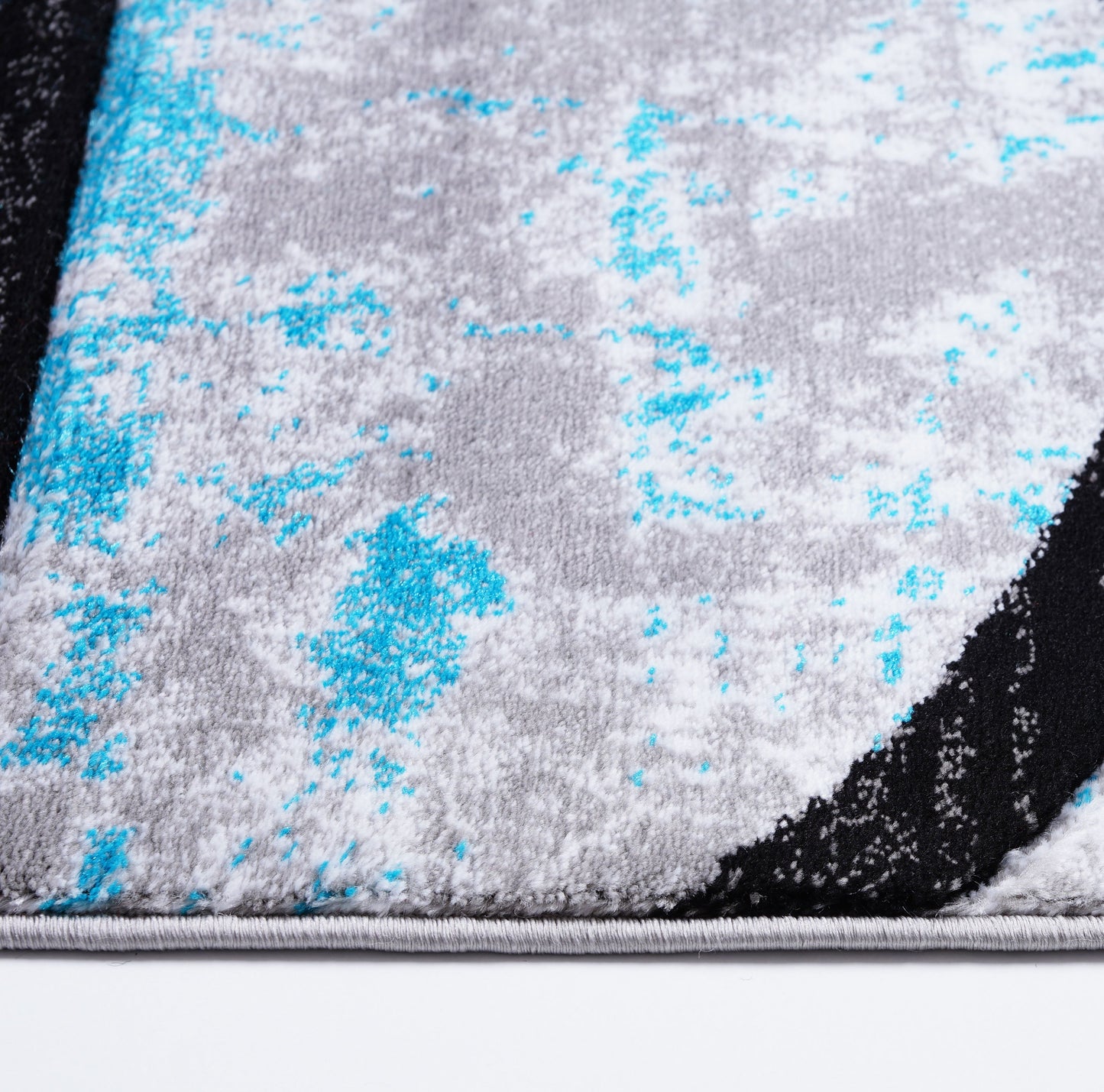 ANS10971 Adonis Collection Geometric Turquoise Balck and Grey Polypropylene Area Rug Carpet