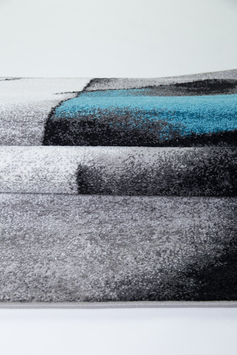 Beautiful Boston Collection Empire Geometric Pattern Area Rug Carpet in Blue Grey