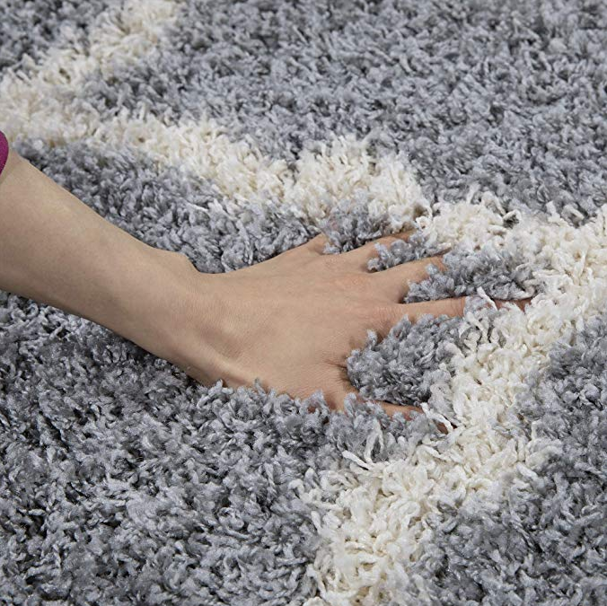 Rugs 5 Feet Diameter Round Shaggy Modern Area Rug Carpet in Grey-Cream