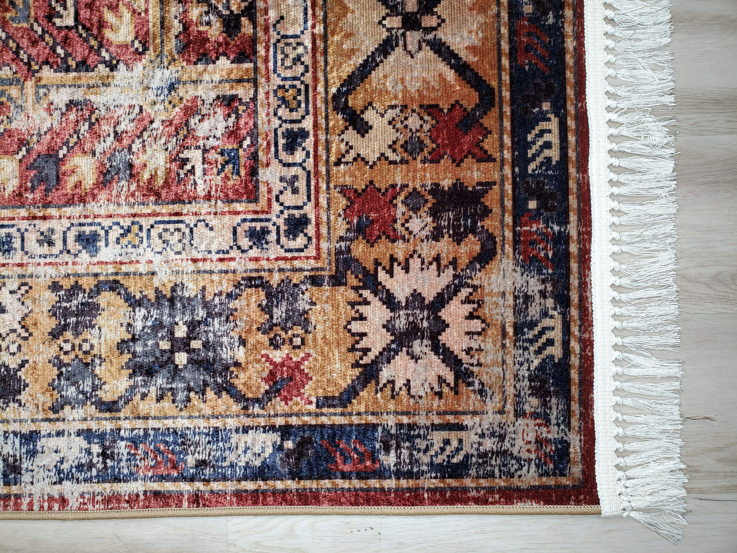 Sylvia Flatweave Distressed Pattern Brick Red Beige Area Rug 5'2" x 7'5"