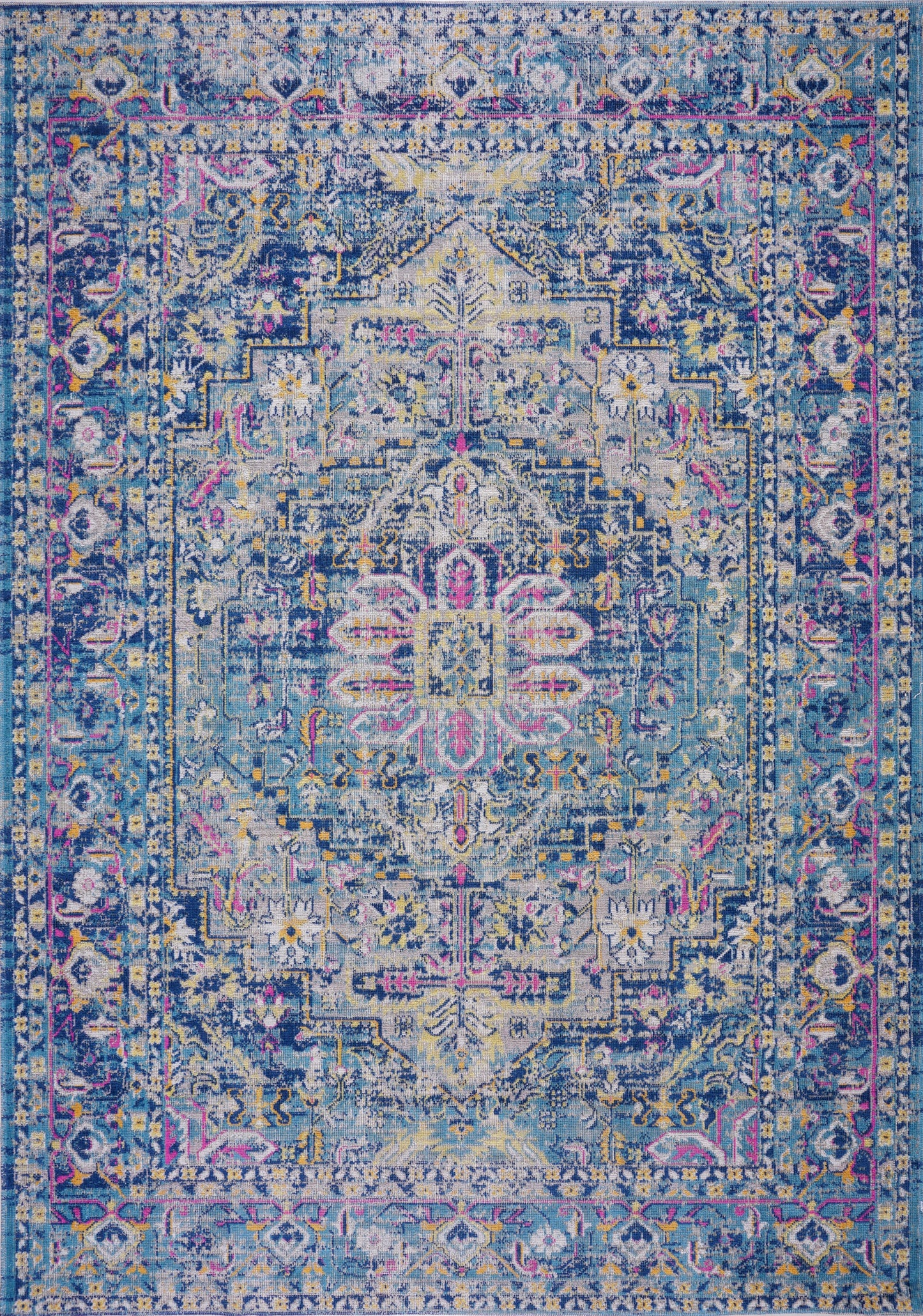 TMS13100 Timeless Collection Rowen Beautiful Blue Traditional Outdoor Mat, 2x3