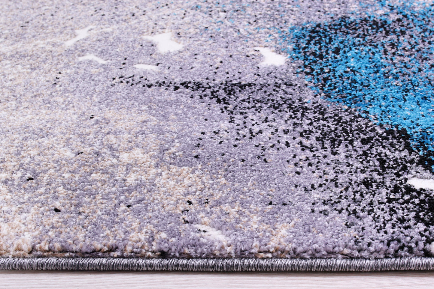 Everest Collection Ardene Abstract Pattern Turkish Soft Indoor Mat in Gray and Turquoise