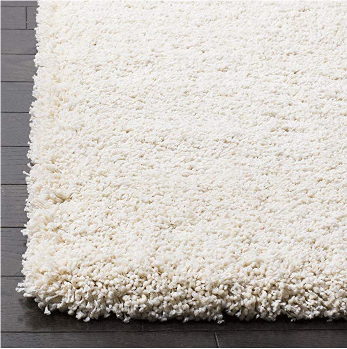 Cream Solid Shaggy Area Rug
