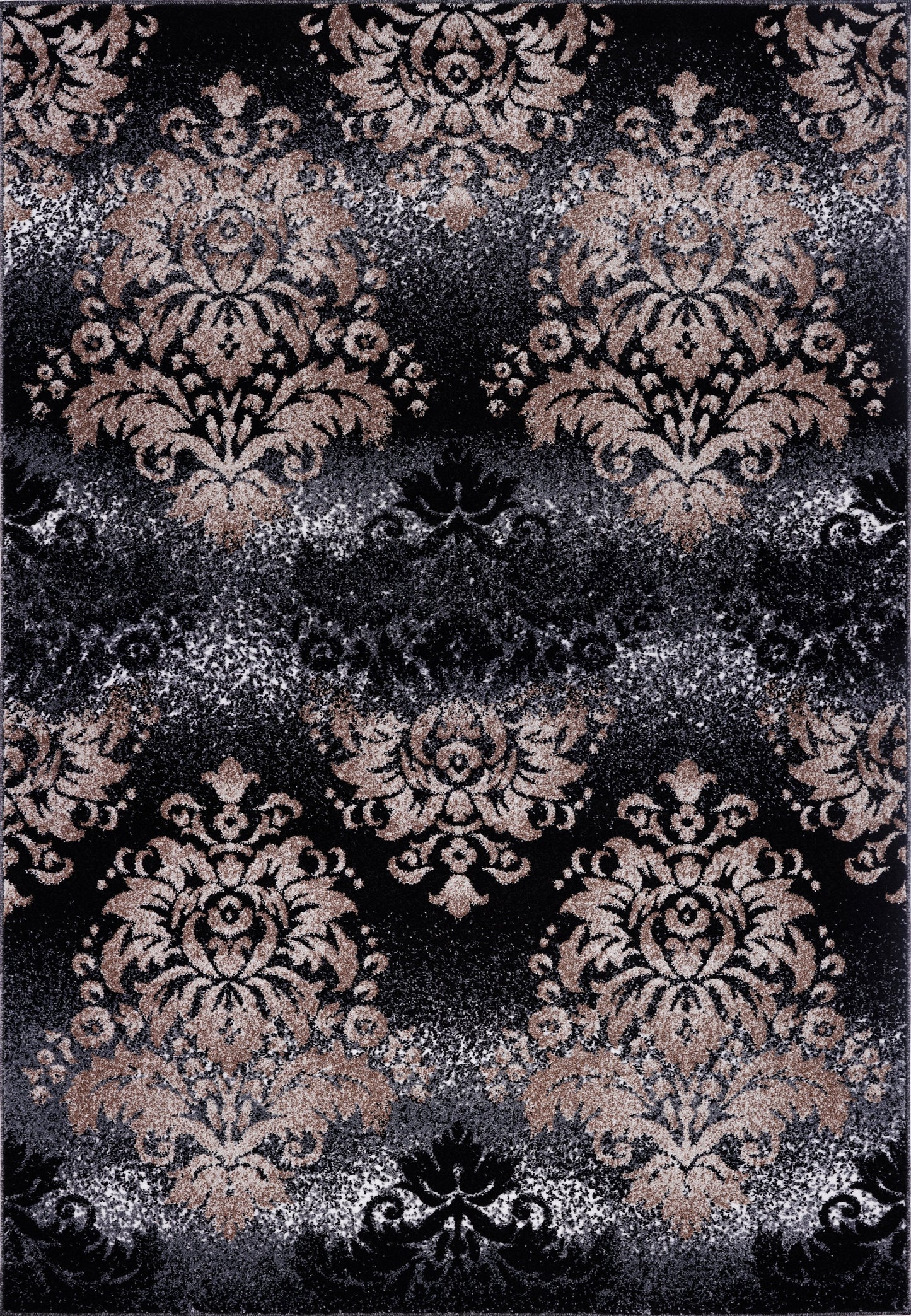 Everest Collection Milan Classic Damask Style Soft Beautiful RUG in Black and Gold