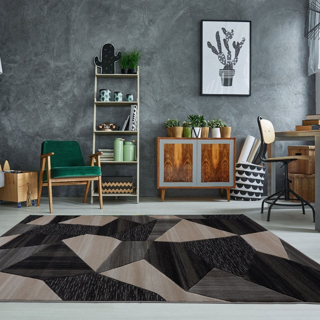 Rugs Aberdene Black Grey Mat 2' x 3'3"(60cm x 100cm)