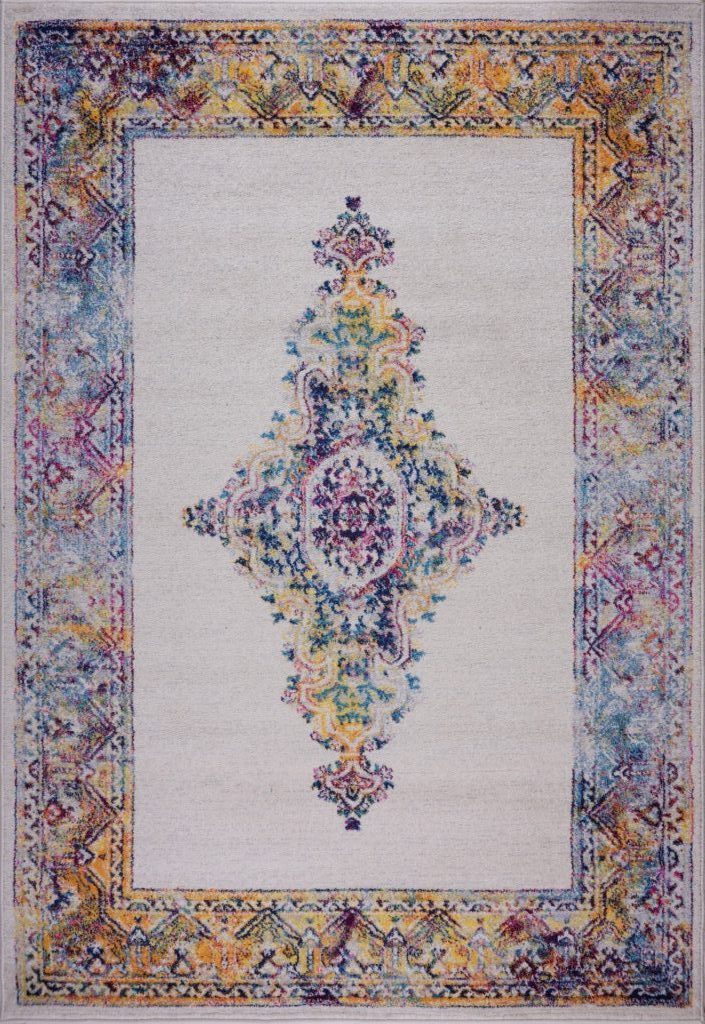 Saba Traditional Border Style Machine Made European Indoor Small Runner Rug Carpet in Cream Multicolor