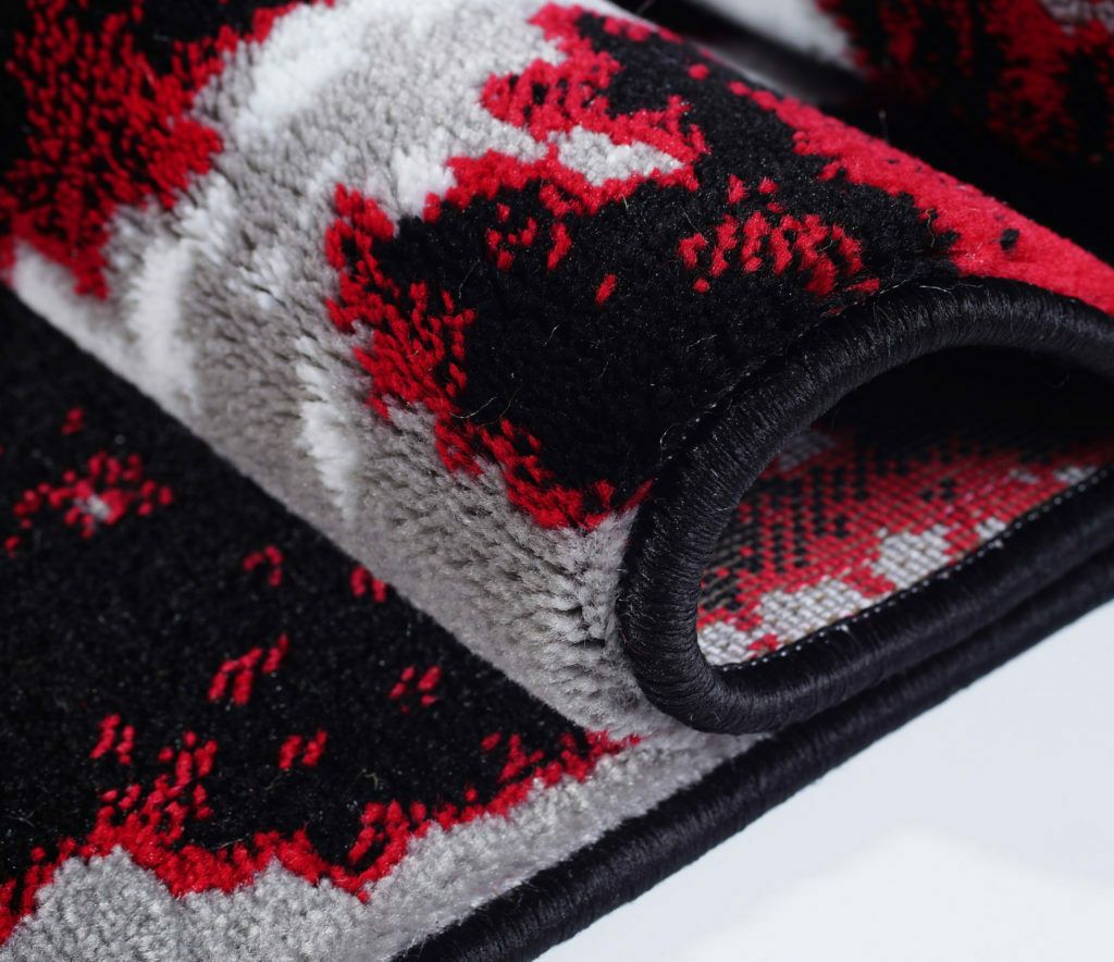 Soft Contemporary Abstract Area Rug Carpet, Red/Black