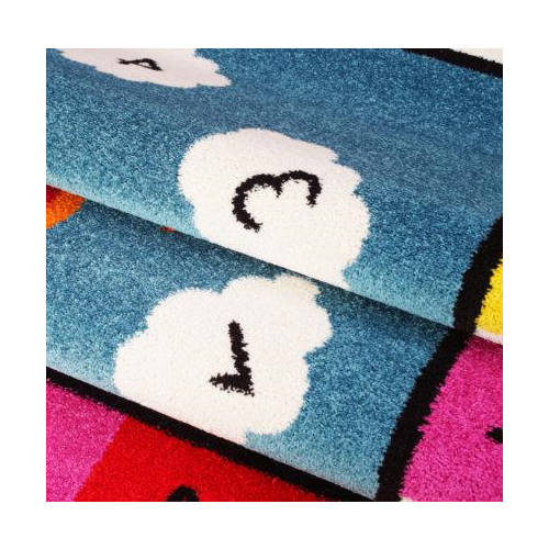 Alphabets Numbers Blue Multi Area Rug