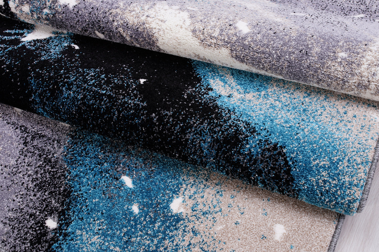 Everest Collection Ardene Abstract Pattern Turkish Soft Indoor Mat in Gray and Turquoise